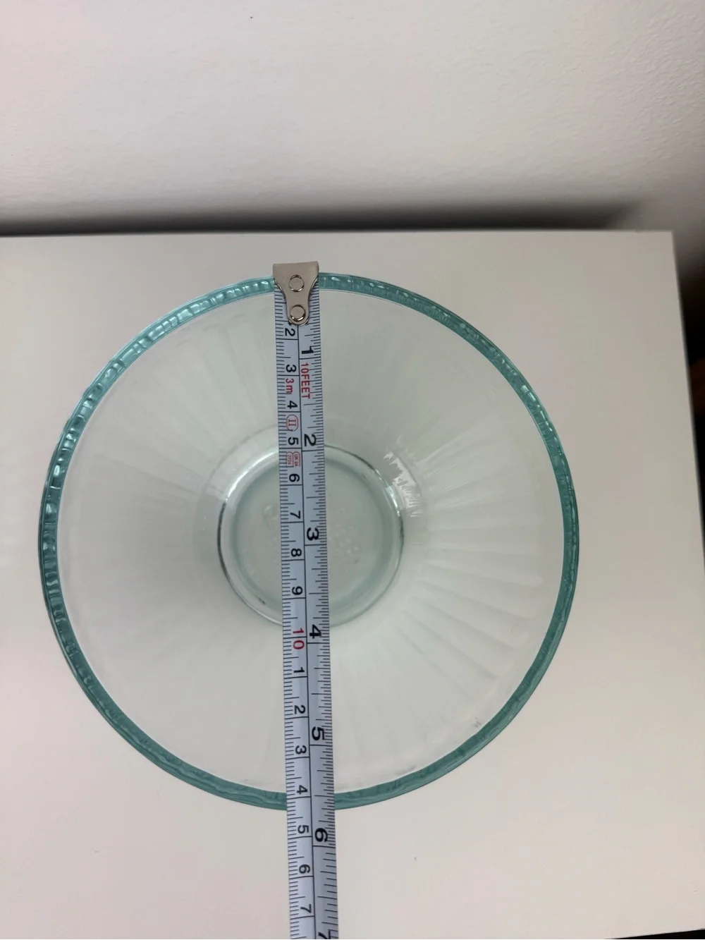 Pyrex Aqua Tint Ribbed Glass Mixing Bowls Set of 2